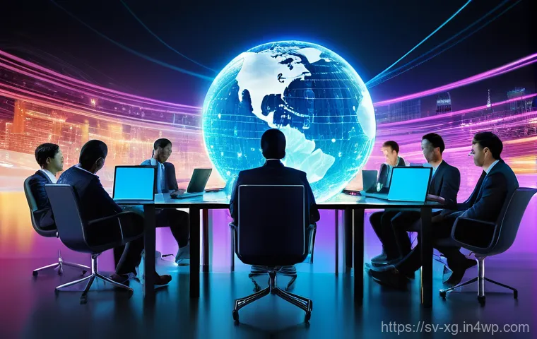 JAMstack 아키텍처의 글로벌 배포 전략 - **Global Connectivity and Blazing Speed:** A vibrant, high-tech abstract visualization of global dat...