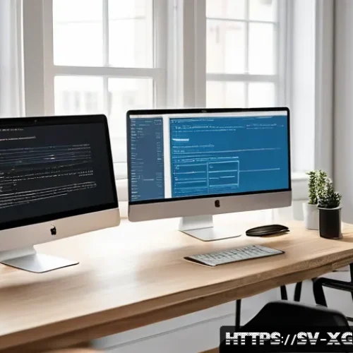 JAMstack 아키텍처의 유지보수 및 관리 전략 - A modern Scandinavian tech workspace with a developer focused on optimizing website performance, mul...