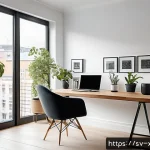 JAMstack 아키텍처에서의 인프라 관리 기법 - A modern Scandinavian home office setup showcasing a developer working on JAMstack projects, with du...